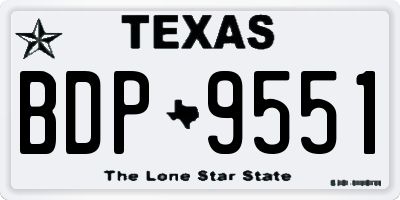 TX license plate BDP9551