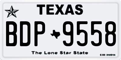 TX license plate BDP9558