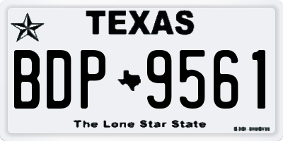 TX license plate BDP9561