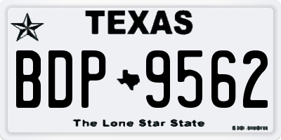 TX license plate BDP9562
