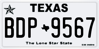 TX license plate BDP9567