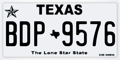 TX license plate BDP9576