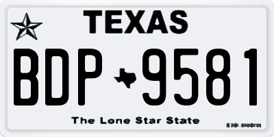 TX license plate BDP9581
