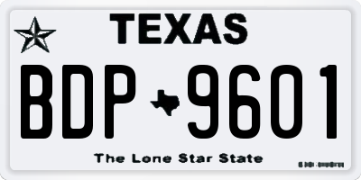 TX license plate BDP9601
