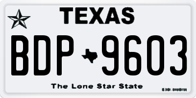 TX license plate BDP9603