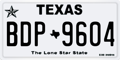 TX license plate BDP9604