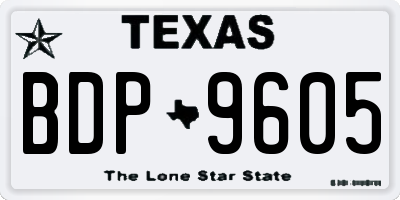 TX license plate BDP9605