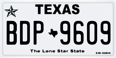 TX license plate BDP9609