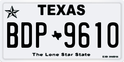 TX license plate BDP9610