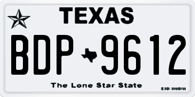 TX license plate BDP9612