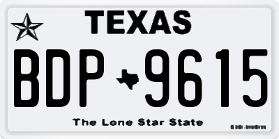 TX license plate BDP9615
