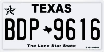 TX license plate BDP9616