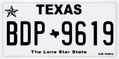 TX license plate BDP9619