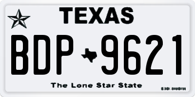 TX license plate BDP9621