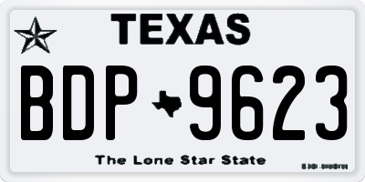 TX license plate BDP9623
