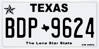 TX license plate BDP9624