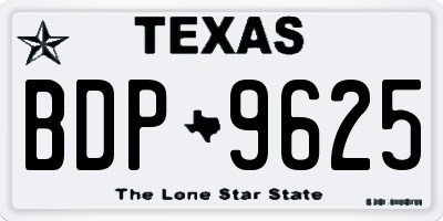 TX license plate BDP9625