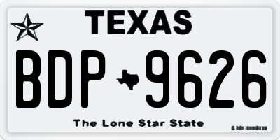 TX license plate BDP9626