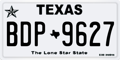TX license plate BDP9627