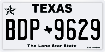 TX license plate BDP9629