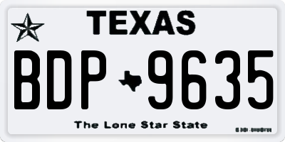 TX license plate BDP9635