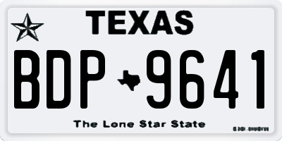 TX license plate BDP9641