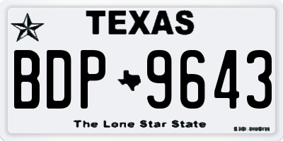 TX license plate BDP9643