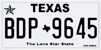 TX license plate BDP9645