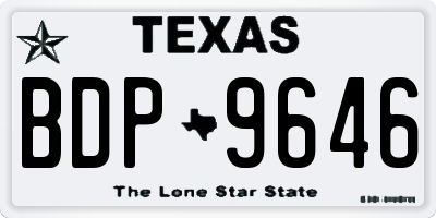 TX license plate BDP9646