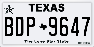 TX license plate BDP9647