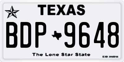 TX license plate BDP9648