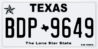 TX license plate BDP9649