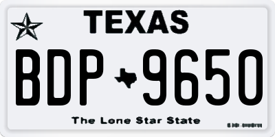 TX license plate BDP9650