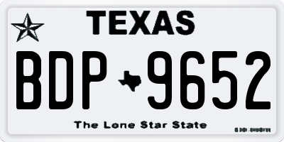 TX license plate BDP9652