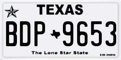 TX license plate BDP9653