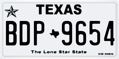 TX license plate BDP9654