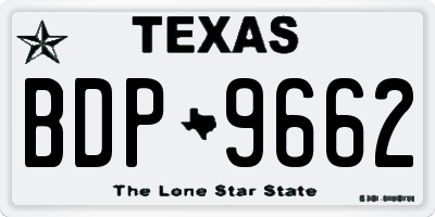 TX license plate BDP9662
