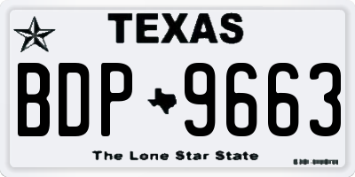 TX license plate BDP9663
