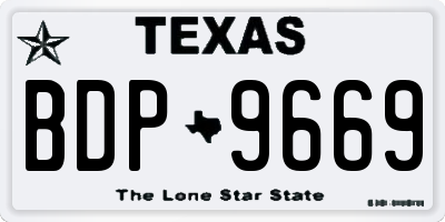 TX license plate BDP9669
