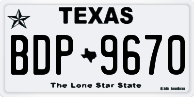 TX license plate BDP9670