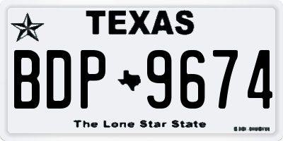 TX license plate BDP9674