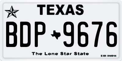 TX license plate BDP9676