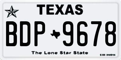 TX license plate BDP9678