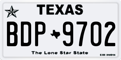 TX license plate BDP9702