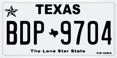 TX license plate BDP9704