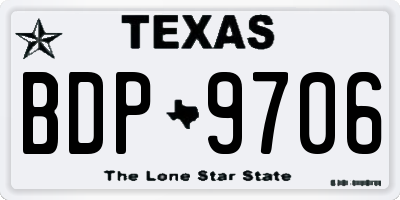 TX license plate BDP9706
