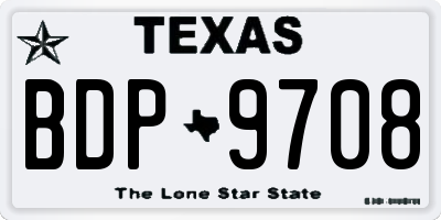 TX license plate BDP9708