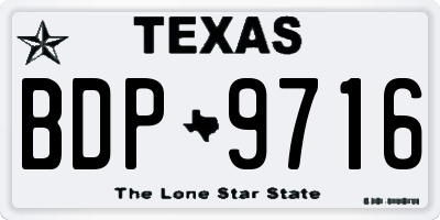 TX license plate BDP9716