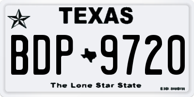 TX license plate BDP9720