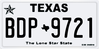 TX license plate BDP9721